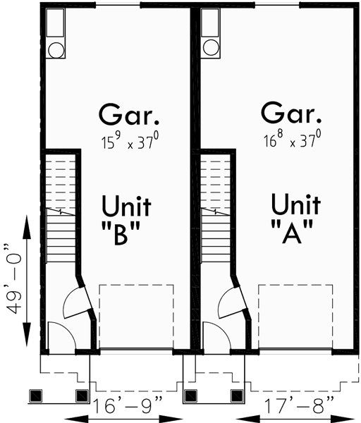 Lower Floor Plan for D-446 Spacious Living Row house or Townhome or Condo