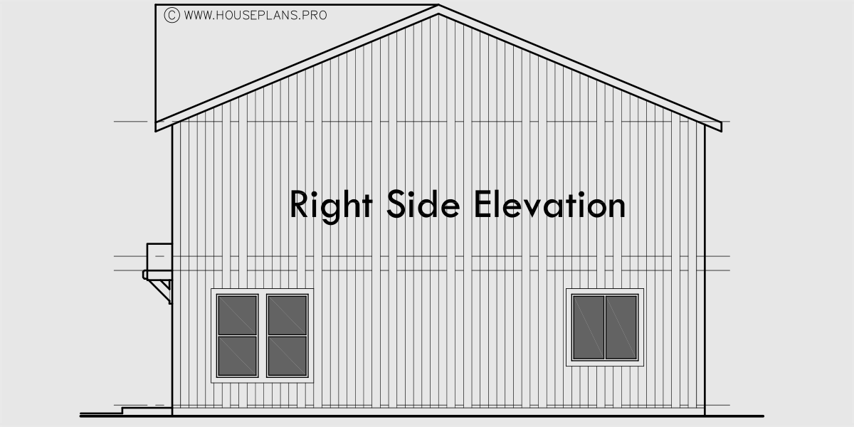House rear elevation view for F-552 4 plex plans, townhome plans, 15 ft wide house plans, narrow lot townhouse plans, F-552