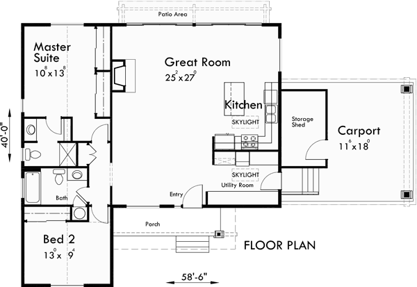 Main Floor Plan for 10145 Single Level House Plan features Open Living Area,
Structural Insulated Panels (SIPs) wall construction