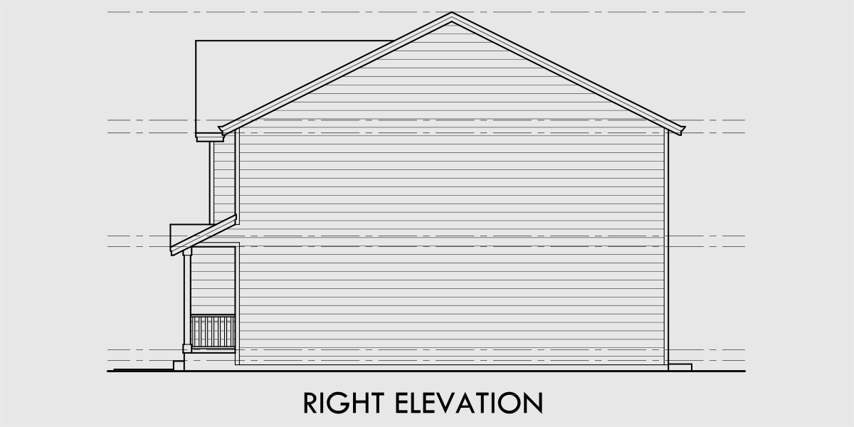 House rear elevation view for F-615 Four plex house plan 2 master bedrooms