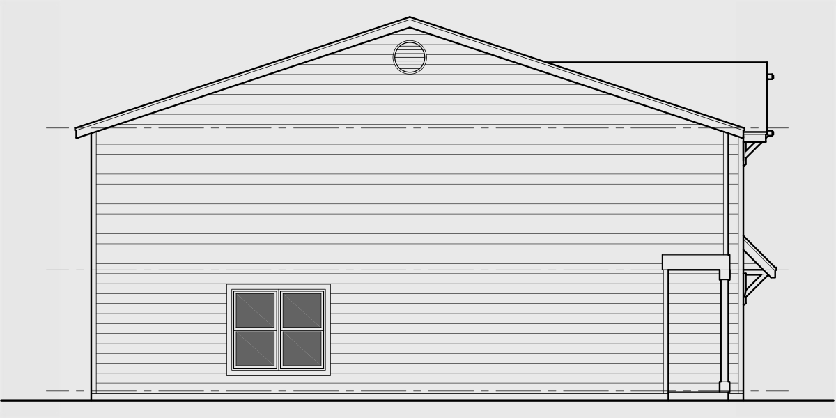 House rear elevation view for N-746 Nine unit town house plan N-746
