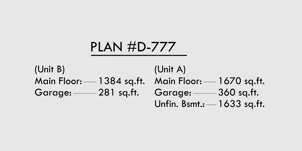 Additional Info for Wheelchair accessible, wide doorways and halls, duplex plan, D-777