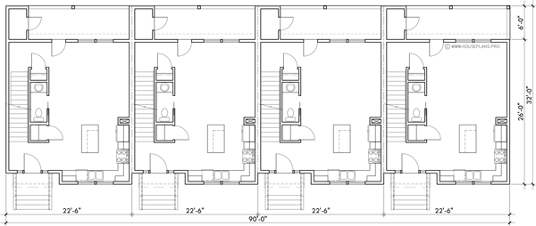 Main Floor Plan 2 for F-692 Town house plan, triple master, amazing decks with views F-692