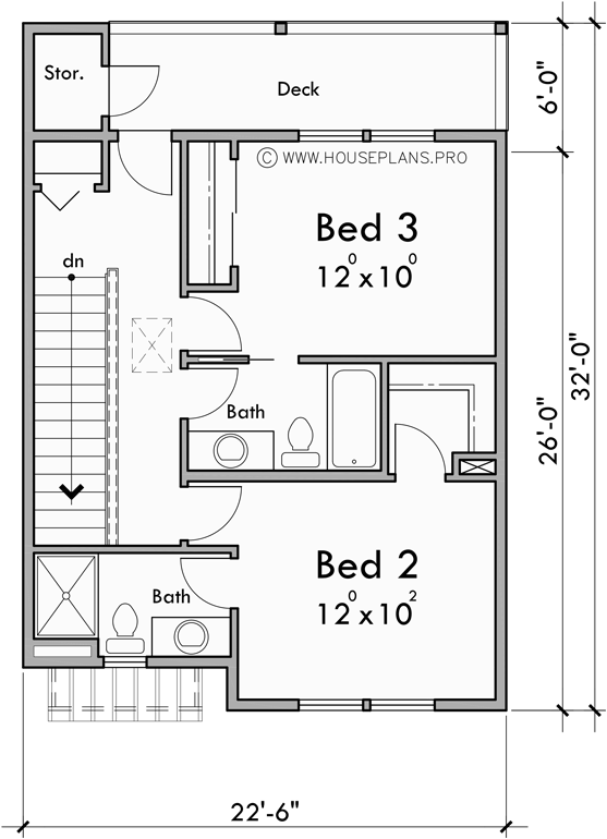 Upper Floor Plan for F-692 Town house plan, triple master, amazing decks with views F-692