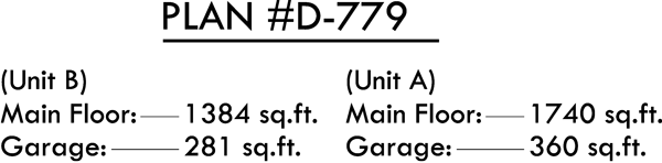 Main Floor Plan 2 for D-779 Wheelchair accessible wide doorways and halls duplex house plan
