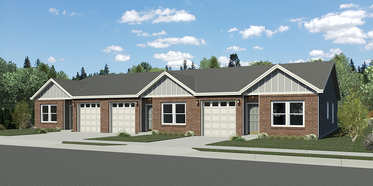 T-466 One level 2 and 3 bedroom town house plan T-466
