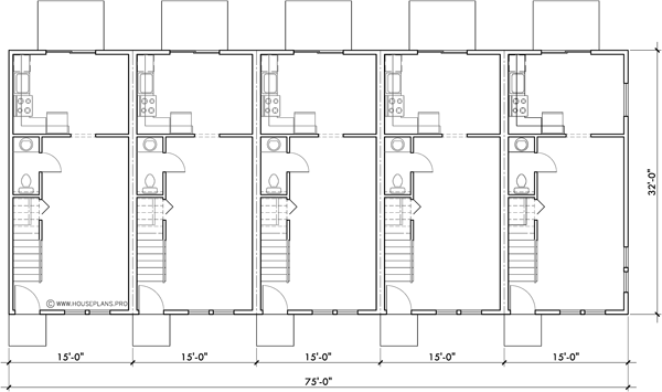 Main Floor Plan 2 for FV-711 15 ft wide narrow town house plan FV-711